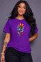 Women's Oversize T-Shirt Colorful Flower Printed 100% Cotton T-Shirt Comfortable Fit