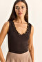 Women's Coffee Bead Accessory V-Neck Stretchy Blouse Öb261023 60286170 - 4