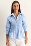 Women's Baby Blue Asymmetrical Gathered Detailed Elastic Waist Formed Buttoned Poplin Shirt 0998 60286161 - 2