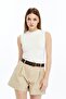 Sleeveless Bicycle Collar Body Suit White