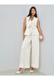 White Waist-Tie Blazer Vest and Wide Leg Pant Co-Ords
