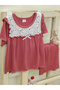 Girls Pink Lace Trim Top and Shorts Pyjama Set - 5