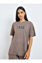 Brown Printed Longline T-Shirt and Cuffed Joggers Co-Ords - 5