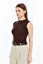 Sleeveless Bicycle Neck Body Suit Brown - 4