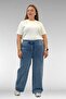 9182-10 Plus Size Loose-Fit Elastic Waist Jeans - Snow Wash Blue - 4