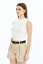 Sleeveless Bicycle Collar Body Suit White - 3