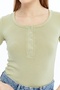 Short Sleeve Bodysuit with Snap Detail Mint Green - 6