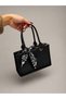 Women's Black Scarf Shawl Mini Size Handbag and Crossbody Bag with Accessories
