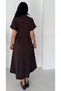 Women's Shirt Collar Short Sleeve Dress with Puff Detail - 2