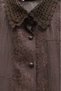Thin Jacquard Shirt with Lace Collar and Pattern - Brown - Coffee - 3