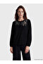 Tie-Neck Floral Embroidered Blouse