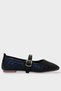 Knitted Detail Round Toe Helmeted Casual Women's Ballerinas Black