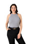 Women's Cotton Ribbed Look Halter Neck Top - 2