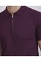 Plum Polo Collar Half Zipper Men's T-Shirt - 4