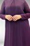 42003 Plus Size Sandy-Chiffon Dress with Stone Detail - Plum - 2