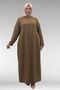 66003 رداء كتان كبير الحجم بأزرار - لون المنك