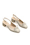 Women's Beige Thick Short Heel Open Back Bow Heeled Shoes - 2