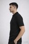 Black Polo Collar Half Zipper Men's T-Shirt - 3