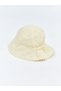 Özmarka New Season Beige Flower Embroidered Baby Girl Bucket Hat - 4