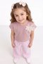 Girl's Wide-Leg Pants Set with Floral Detail T-Shirt - 4