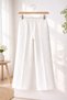 Women's Scuba Crepe Fabric Elastic Waist Loose Trousers Black & White – Comfortable Fit Casual Stylish - 8