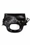 Women's Black Leather Hand and Shoulder Bag with Drawstring Detail - 3