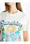 Xside White Crew Neck Printed Short Sleeve Women's T-Shirt - 4