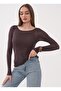 Women's Stone Embellished Long Sleeve Flexible Transparent Fabric Blouse Model - 5