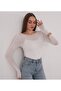Women's Stone Embellished Long Sleeve Flexible Transparent Fabric Blouse Model - 6