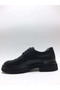 Genuine Leather Lace-Up Heel-Headed Black Classic Casual Model Men's Shoes - 3