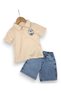 Baby Boy Summer Set with Denim Shorts and Stylish Printed Polo Collar T-Shirt, 2-Piece Set for 6-9-12-18-24 Months - 2