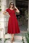 Women's Short Sleeve V-Neck Slit Midi Viscose Dress - 2