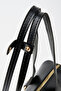 Women's Şebboy Black Design Border Lined Zipper Closure Baguette Handbag and Shoulder Bag - 5