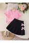 Girls' T-Shirt Skirt Combination with Bow Detail