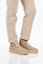 Beige Fur Laced Women's Flat Boots