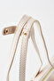 Women's Şebboy Cream Design Edged Lined Zipper Closure Baguette Handbag and Shoulder Bag - 5
