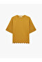 Cotton Short Sleeve Crew Neck Lace Detailed T-shirt - 2