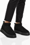 Black Fur Lined Women's Flat Boots