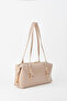 Women's Şebboy Mink Design Edged Lined Zipper Closure Baguette Handbag and Shoulder Bag