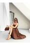 Women's Button and Belt Detailed Cotton Trench Strapless Dress - 4