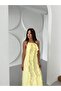Women's Yellow Ruffle Detailed Multi-Chiffon Fabric Maxi Dress - 4