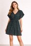Women's Green Floral Patterned V-Neck Elastic Waist Beach Dress