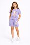 Lilac Ballerina Patterned T-Shirt and Shorts Set for Girls, 2-Piece Set 23879 - 2