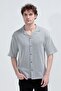 Men's Apaş Collar Short Sleeve Buttoned Shirt Navy Blue - 26Y 1001 - 4