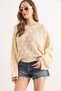 Women's Ecru Geometric Detailed Loose Fit Seasonal Knitwear Blouse Blz-19003327