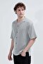Men's Apaş Collar Short Sleeve Buttoned Shirt Navy Blue - 26Y 1001