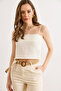 Women's Ecru Lace Detailed Woven Strap Blouse Blz-19003317 - 2