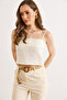 Women's Ecru Lace Detailed Woven Strap Blouse Blz-19003317