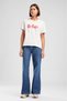 Sandy Women's High Rise Wide Leg 100% Cotton Jean Trousers Dark Blue