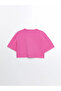 Xside Pink Crew Neck Printed Short Sleeve Oversize Women's Crop - 7